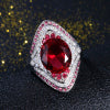 925 Sterling Silver Ring With Ruby Stones For Women Vintage Crystal Zircon Fashion Luxury Party Engagement Jewelry