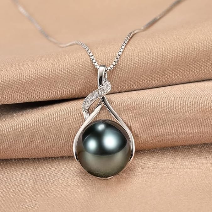 Gifts for Women Wife-Tahitian-Black-Pearl-Necklace-Gift for Wife Wedding Birthday Anniversary Jewelry-Mom Girlfriend Her Mothers Day Gifts for Mom Women Valentines Christmas Day