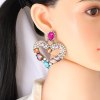 Juran Fashion Heart Shaped Crystal Drop Earrings for Women Colorful Stones Luxury Jewelry Baroque Gorgeous Earrings