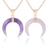 Natural Stones Crescent Moon Necklaces Pendants Purple Crystal Pink Quartz White Stone Gold Color Reiki Women Jewelry