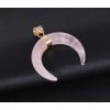 Natural Stones Crescent Moon Necklaces Pendants Purple Crystal Pink Quartz White Stone Gold Color Reiki Women Jewelry