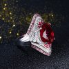 925 Sterling Silver Ring With Ruby Stones For Women Vintage Crystal Zircon Fashion Luxury Party Engagement Jewelry