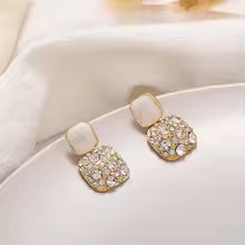 New Vintage Purple Shiny Crystal Geometric Women Earrings Contracted Sweet Lovely Fine Shiny Drop Earrings Jewelry