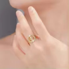 Skyrim Witchcraft Witch Knot Clear Zircon Round Ring Stainless Steel Gold Color Adjustable Finger Rings Vintage Amulet Jewelry