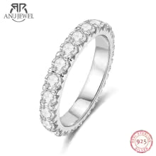 AnuJewel 3mm 2-3ct D Color Moissanite Wedding Band Ring 925 Sterling Silver Eternity Band Engagement Rings for Women
