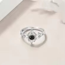 925 Silver Plating Witches Knot Rings for Women Obsidian Celtic Trinity Knot Ring Pagan Wicca Cross Jewelry New Year Gift