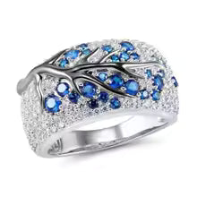 S925 Classic Stainless steel Silver plated Plum Blossom Lady's Oil Drawing Ring For Women Diamond inlay Jewelry Size 6-11