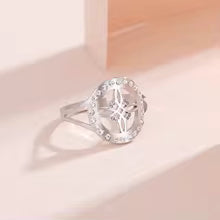 Skyrim Witchcraft Witch Knot Clear Zircon Round Ring Stainless Steel Gold Color Adjustable Finger Rings Vintage Amulet Jewelry